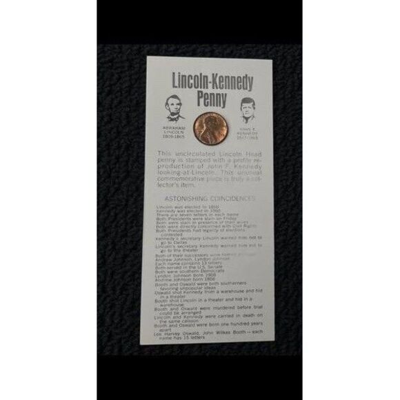 1973 Uncirculated Lincoln John‎ F. Kennedy Double Head Penny Coin Commemorative - Picture 1 of 3